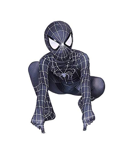 Diudiul Spiderman Traje de Superhéroe Traje de Lujo Traje Cosplay Zentai (Negro-Venom,XL(140-150cm))