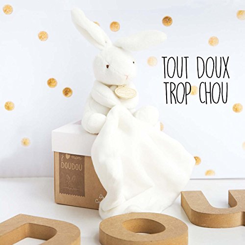 Doudou et Compagnie 303 - Conejo de peluche con mantita de arrullo en caja de regalo, color beige