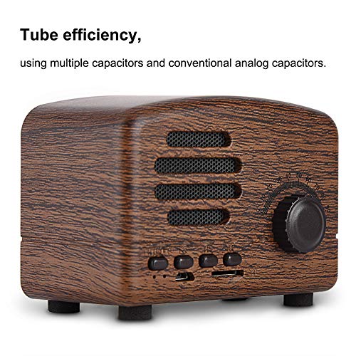 Dpofirs Altavoz Bluetooth Retro portátil de 5 '', Radio FM de Escritorio de Madera, estéreo bajo, eficiencia de Tubo, diseño de Circuito Innovador, Programa Bluetooth CSR 4.0(Grano de Madera)