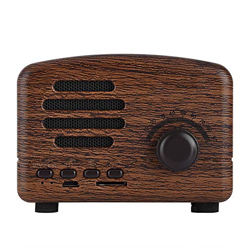 Dpofirs Altavoz Bluetooth Retro portátil de 5 '', Radio FM de Escritorio de Madera, estéreo bajo, eficiencia de Tubo, diseño de Circuito Innovador, Programa Bluetooth CSR 4.0(Grano de Madera)