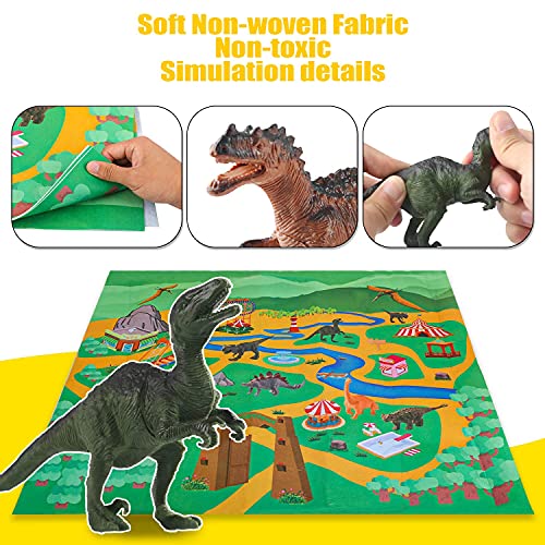 Dreamon Juego de Dinosaurios Figura de Dinosaurio una árbol Estera Caja Educativo Realista Juego para Chicos Fiestas de cumpleaños Infantiles