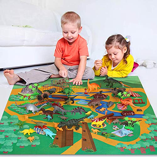 Dreamon Juego de Dinosaurios Figura de Dinosaurio una árbol Estera Caja Educativo Realista Juego para Chicos Fiestas de cumpleaños Infantiles