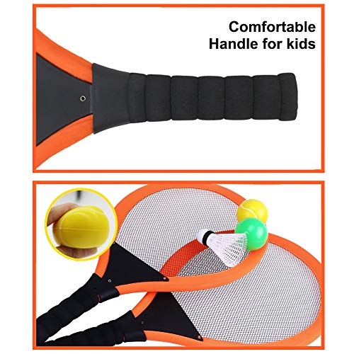 Dreamon Raquetas de Tenis con Bolas bádminton Juguete para Niños y Niñas ,Juego de Deporte Playa al Aire Libre (Naranja)