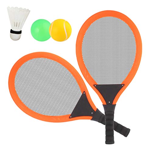 Dreamon Raquetas de Tenis con Bolas bádminton Juguete para Niños y Niñas ,Juego de Deporte Playa al Aire Libre (Naranja)