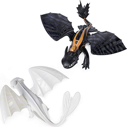 Dreamworks Dragons, Toothless and 2-Pack Gift Set How To Train Your Juego de 2 Figuras Legends Evolved, sin Dientes y Lightfury Dragon, Color Gris (Spin Master 6054702)