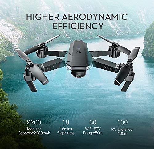 Drone con Cámara HD 1080P, Drone RC Drone Helicóptero Drone con cámara 4K WiFi FPV Foldable Controles Remotos Plegable RC Selfie Quadcopter para Niños Principiantes Drone con Telecamera (3 Batería)