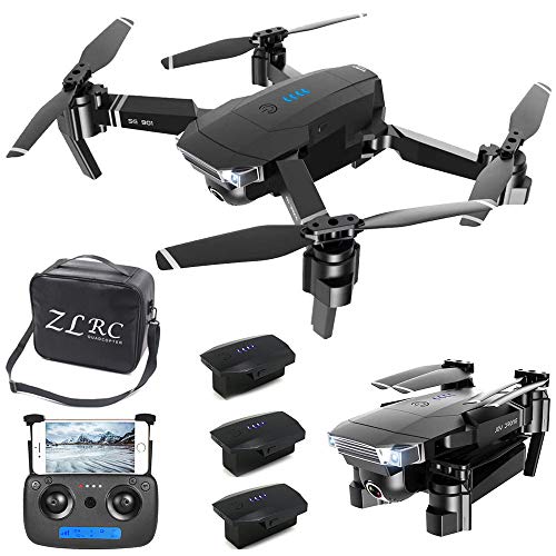 Drone con Cámara HD 1080P, Drone RC Drone Helicóptero Drone con cámara 4K WiFi FPV Foldable Controles Remotos Plegable RC Selfie Quadcopter para Niños Principiantes Drone con Telecamera (3 Batería)