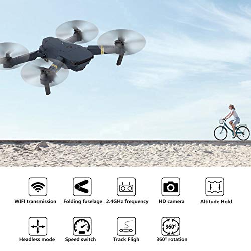 Drone RC Plegable, 2.4GHz 4CH Cámara de Gran Angular de 200W WiFi Quadcopter RC Drone One Key Despegue/Aterrizaje para Principiantes