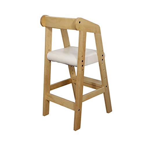 DUTUI Silla De Comedor para Niños, Madera Maciza, Elevable, Asiento Grande para Comer, Silla De Crecimiento, Silla Alta, Multifuncional, Material De Protección Ambiental para El Hogar,Beige