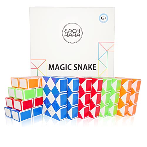 EACHHAHA 12 Pack Mini Serpiente Mágica 24 Secciones Magic Snake -cuñas Regla mágica Snake-Juguetes educativos para el Ocio-Regalos de Fiesta para niños-Descomprime el Juguete (4 Colores)