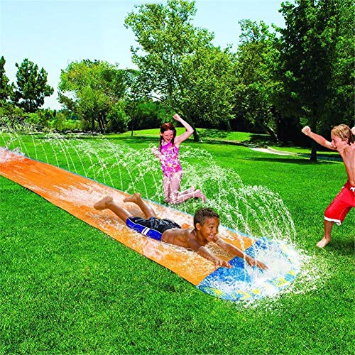 Easy-topbuy Tobogán De Agua, Toboganes De Agua para Piscinas Pista Deslizante Infantil Juego De Agua Al Aire Libre para Afuera Jardín Césped Patio Trasero, 610 X 145 Cm