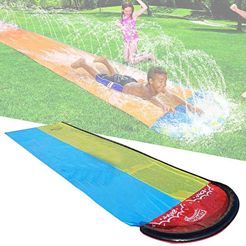 Easy-topbuy Tobogán De Agua, Toboganes De Agua para Piscinas Pista Deslizante Infantil Juego De Agua Al Aire Libre para Afuera Jardín Césped Patio Trasero, 610 X 145 Cm