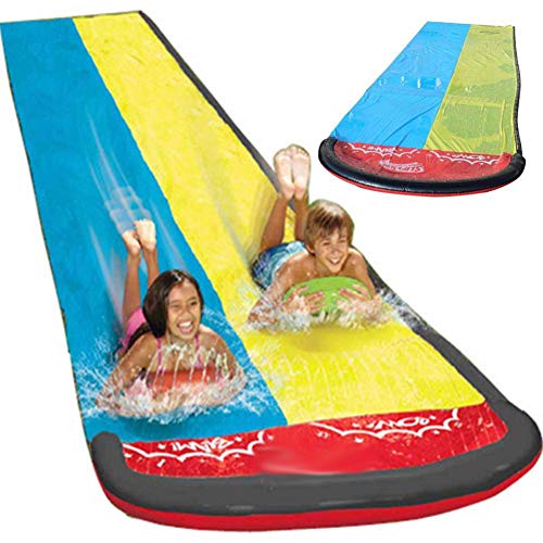 Easy-topbuy Tobogán De Agua, Toboganes De Agua para Piscinas Pista Deslizante Infantil Juego De Agua Al Aire Libre para Afuera Jardín Césped Patio Trasero, 610 X 145 Cm