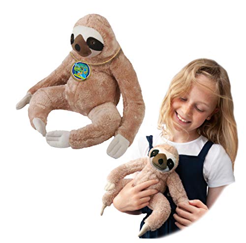 EcoBuddiez - Oso Perezoso de Deluxebase. Peluche Mediano de 20 cm elaborado con Botellas de plástico recicladas. Lindo Peluche ecológico con Forma de animalito para niños pequeños.