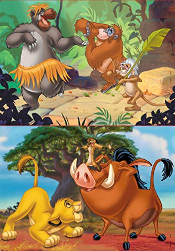 Educa - Disney Animals Rey Leon, el Libro de la Selva, Simba, Baloo 2 Puzzles x 20 Piezas, Multicolor (18103)