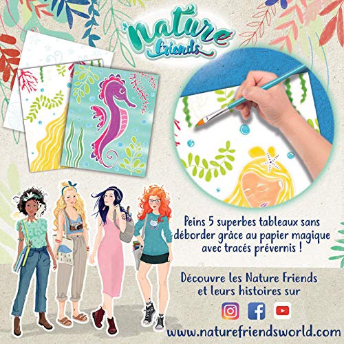 Educa - Nature Friends Manualidades, Acuarelas Mágicas Naida, Incluye 5 cuadros para colorear, 12 acuarelas y 2 pinceles (18936)