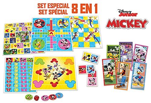 Educa - Set 8 en 1 Mickey & Friends. Pack de Ocho Juegos de Mesa Infantiles de Mickey y Sus Amigos. A Partir de 3 años. 19100