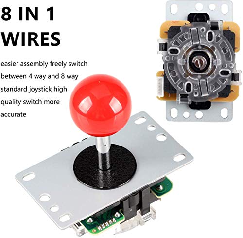 EG STARTS 4 Player Classic DIY Arcade Joystick Kit Parts USB Encoder para PC Juegos de Controles 4/8 Way Stick 5V led Botones iluminados para Videojuegos Consolas Mame Raspberry Pi y 4 Colores