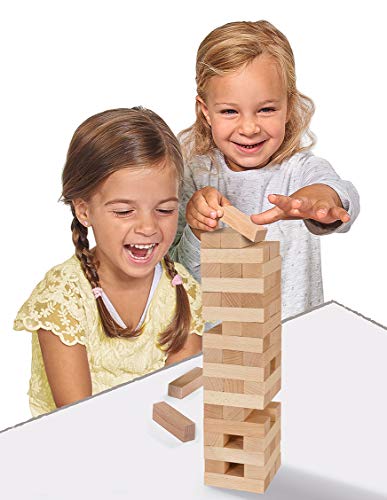 Eichhorn 100002466 Juego apilable, Juego de Habilidad para Toda la Familia, Torre de Equilibrio Fabricada en Madera sin Tratar, Torre con 54 Piezas, Adecuado a Partir de 5 años