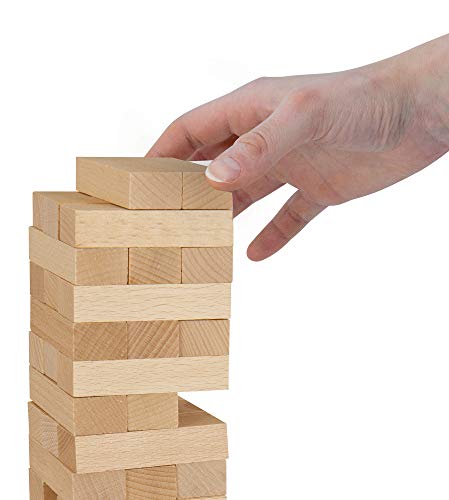 Eichhorn 100002466 Juego apilable, Juego de Habilidad para Toda la Familia, Torre de Equilibrio Fabricada en Madera sin Tratar, Torre con 54 Piezas, Adecuado a Partir de 5 años