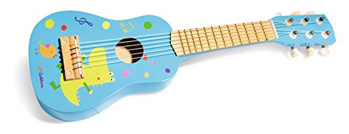 Eichhorn- Musik Holzgitarre Guitarra afinable de Madera con 6 Cuerdas con diseño de Animales, 54 cm de Largo, a Partir de 3 años, Color Azul Claro/Natural. (100003480)