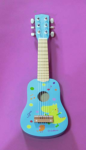 Eichhorn- Musik Holzgitarre Guitarra afinable de Madera con 6 Cuerdas con diseño de Animales, 54 cm de Largo, a Partir de 3 años, Color Azul Claro/Natural. (100003480)