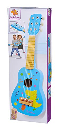 Eichhorn- Musik Holzgitarre Guitarra afinable de Madera con 6 Cuerdas con diseño de Animales, 54 cm de Largo, a Partir de 3 años, Color Azul Claro/Natural. (100003480)