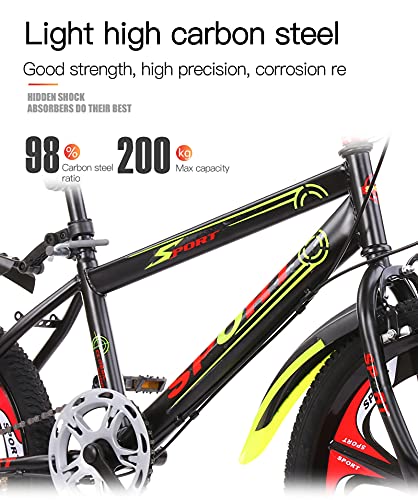 Elegante Bicicleta Para Niños De 7 Velocidades, 18/20/22/24 Pulgadas, Bicicletas De Cross-Country De Velocidad Variable Para Niños Y Niñas, Adolescentes MTB Liviana, Regalos Para Niños,03,22"