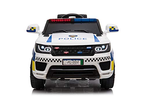 ES-TOYS Coche eléctrico para niños Policía RR002 Luces de policía Sirena MP3 USB