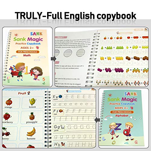 Escritura de caligrafía para niños, Libro de caligrafía para niños, Cuaderno mágico, Caligrafía mágica, Práctica de escritura mágica para niños, Libro mágico de caligrafía, Libro de caligrafía mágica