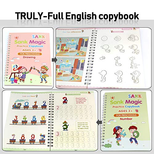 Escritura de caligrafía para niños, Libro de caligrafía para niños, Cuaderno mágico, Caligrafía mágica, Práctica de escritura mágica para niños, Libro mágico de caligrafía, Libro de caligrafía mágica