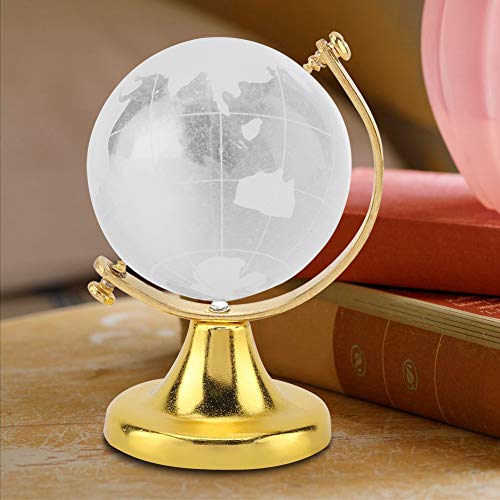 Esfera de cristal de cuarzo-Globo terráqueo redondo Mapa del mundo Bola de cristal Esfera Decoración de oficina en casa Regalo(dorado)