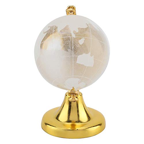 Esfera de cristal de cuarzo-Globo terráqueo redondo Mapa del mundo Bola de cristal Esfera Decoración de oficina en casa Regalo(dorado)