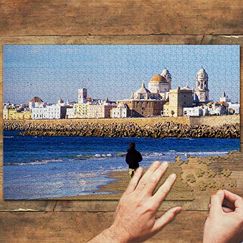 España Cadiz Catedral Andalucía Puzzle 1000 Piezas Puzle de Madera Adultos de Jugación de Viaje Souvenir Madera