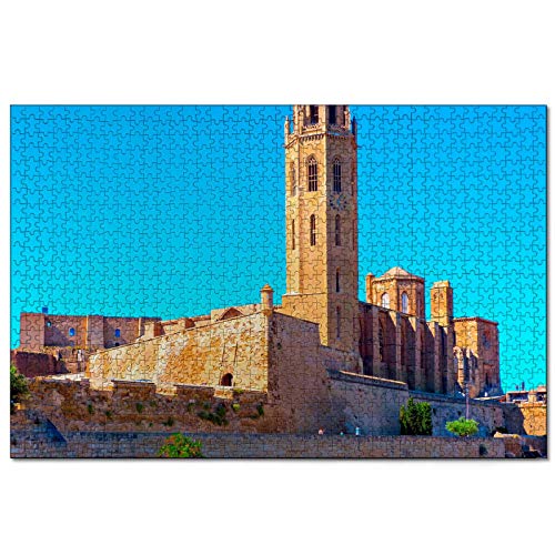 España Gardeny Castle Lleida Rompecabezas para Adultos, 500 Piezas de Madera, Regalo de Viaje, Recuerdo, 20.4 x 15 Pulgadas