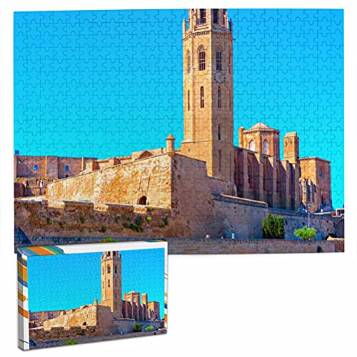 España Gardeny Castle Lleida Rompecabezas para Adultos, 500 Piezas de Madera, Regalo de Viaje, Recuerdo, 20.4 x 15 Pulgadas