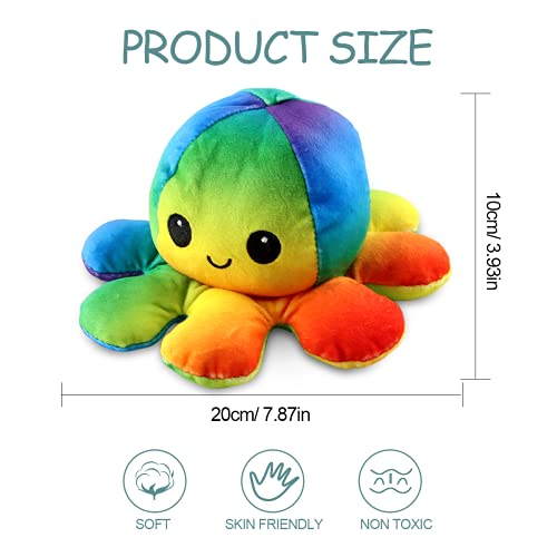 Esportic Peluche de Pulpo Reversible, Pulpo Reversible Prime, Pulpito Reversible, Pulpo Reversible Flip de Doble Cara de Juguete Suave, Pulpo Peluche como Regalo de Cumpleaños para Niños y Adultos