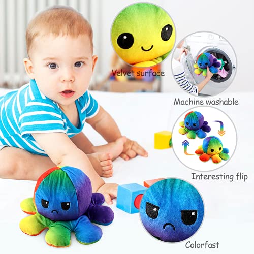 Esportic Peluche de Pulpo Reversible, Pulpo Reversible Prime, Pulpito Reversible, Pulpo Reversible Flip de Doble Cara de Juguete Suave, Pulpo Peluche como Regalo de Cumpleaños para Niños y Adultos