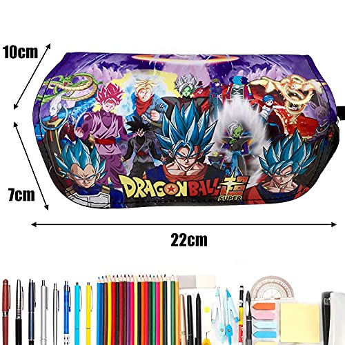 Estuche de lápices Bolas del Dragón, Hilloly Dragon Ball Estuches Escolares, Estuche de Papelería, Goku Bolsa de Lápices, Funda Organizador Portalapices de Gran Capacidad Portátil para Adolescentes