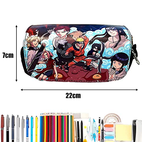 Estuche de lápices Naruto, Hilloly Naruto Uzumaki Estuches Escolares, Estuche de Papelería, Naruto Bolsa de Lápices, Funda Organizador Portalapices de Gran Capacidad Portátil para Adolescentes