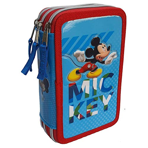 Estuche escolar 3D Mickey Mouse Disney Mickey Mouse multicompartimento con 3 cremalleras para colores Carioca - MIC0630