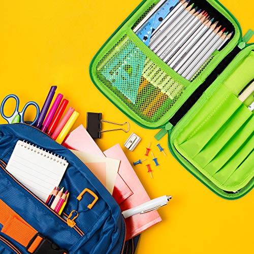 Estuche grande con compartimentos - Organizador de suministros escolares Cool Pencil Box para niños - Bolsa personalizada para bolígrafos para niños (verde)