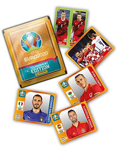 Euro 2020-UEFA Euro 2020 Stickers 2021 Tournament Edition Boite de 50 pochettes European Soccer International Cajita Sobres, Color Calabaza (Panini España 1)