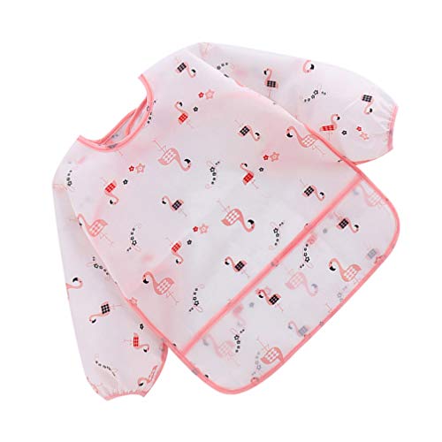 EXCEART Babero de Manga Larga para Bebé con Estampado de Flamenco Impermeable con Babero Impermeable Delantal de Protección Delantal para Bebé Bebé Niños Tamaño 100 (Rosa)