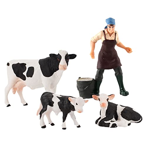 F Fityle Modelo Simulado Animal Familia Familia Figurines Juguetes Educativos para Niños Decoración del Hogar - Vaca