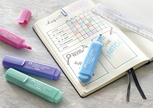 Faber-Castell 154681 - Estuche con 8 marcadores fluorescentes tonos pastel y 2 marcadores amarillos con tonalidad normal Textliner 1546, multicolor