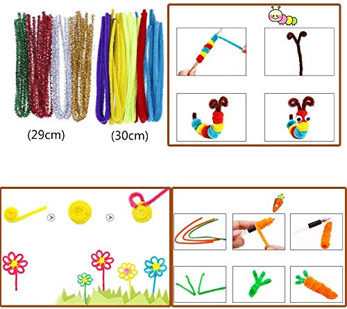 Faburo 388psc Kit de Manualidades para niños, Pipe Cleaners Crafts Set Pompones Ojos Manualidades Kit Crafts Set y Pipe Cheners para DIY Art Supplies Creativo Regalo Manualidades Labores para Niños