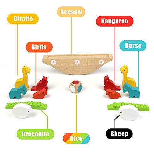 Fajiabao Juguetes de Madera para Apilado - Juegos Educativos Niños 3 4 5 años Animales Apilado Bloques Equilibrio Jenga Madera Juegos Mesa Juguetes Montessori para Niños Pequeños