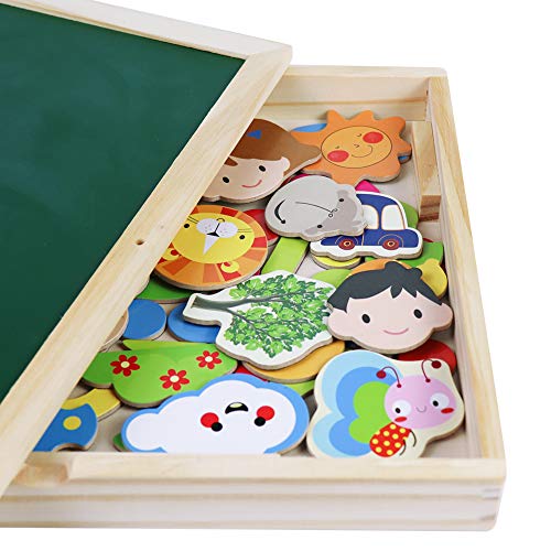 Fajiabao Rompecabezas Caja de Madera Magnética de Tablero Educativo Pizarra Juguete Puzzles para Niños de 3 Años + (Tipo 1)