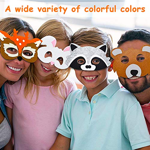 FANDE Fiesta Máscaras para Niños, 10 Piezas Mascarillas de Espuma para Niños, Mascarilla Animal Fieltro Máscaras para Bolsas de Fiesta, Máscara, Fiesta de Dumpleaños, Navidad, Halloween